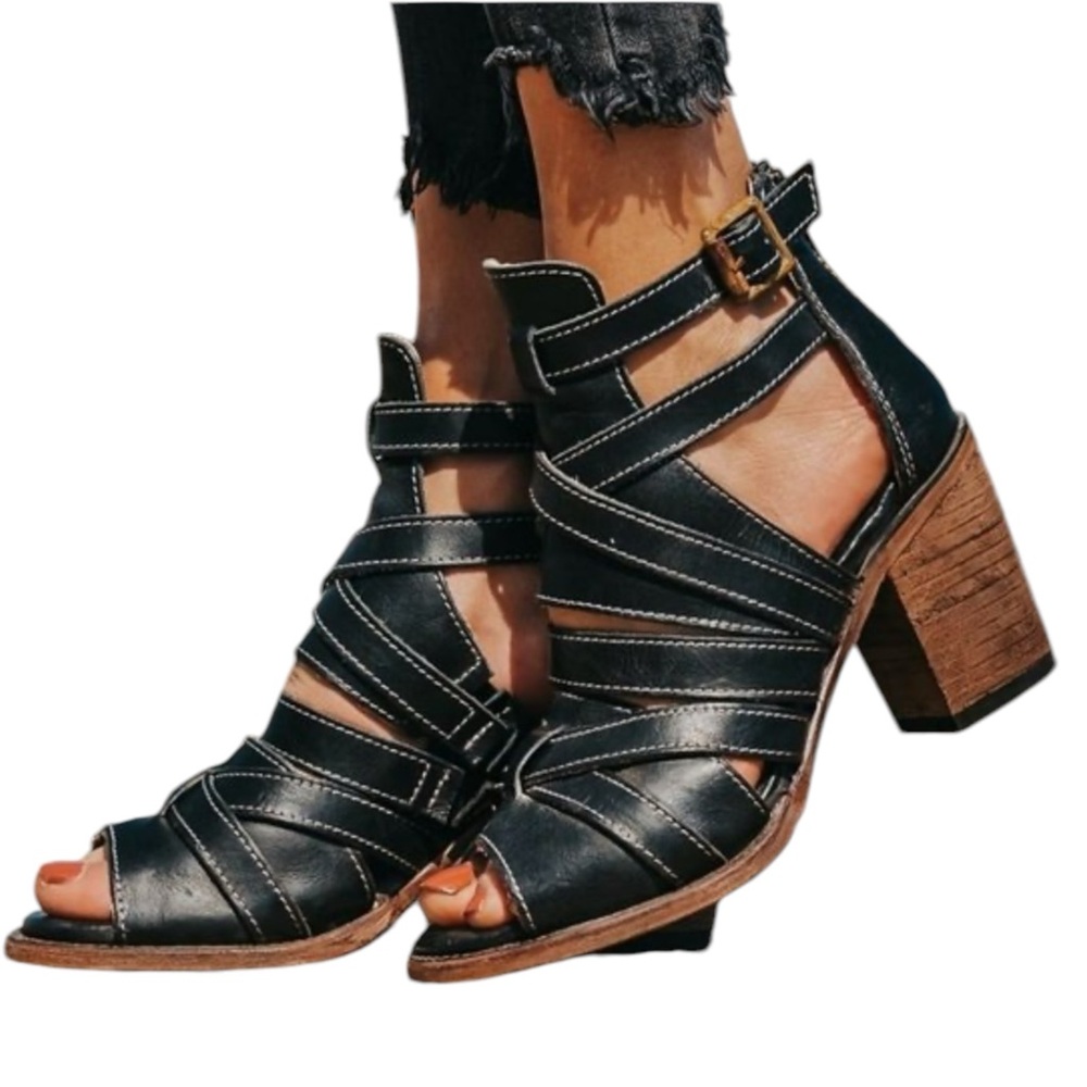 Black Strappy Heeled Sandals